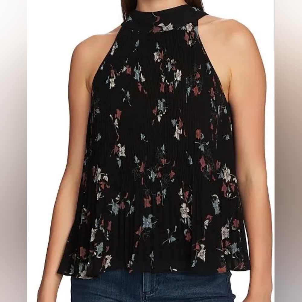 Floral Black Sleeveless Top